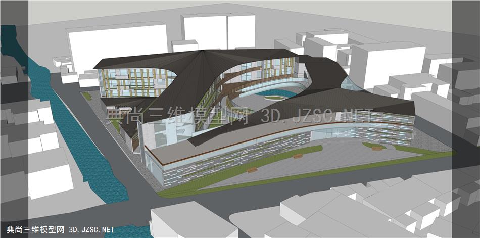 【养老院建筑】现代城市养老院建筑su模型