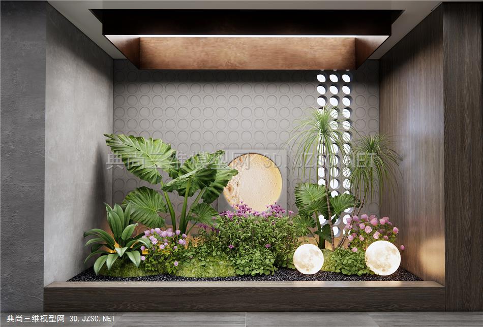 现代植物组合 植物堆 花境 花草 室内植物造景 美人蕉1