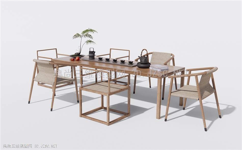 新中式禅意原木茶桌椅 茶台 茶具组合 休闲椅