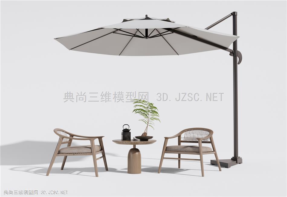 新中式户外椅 休闲椅 户外桌椅 蕨类盆栽1