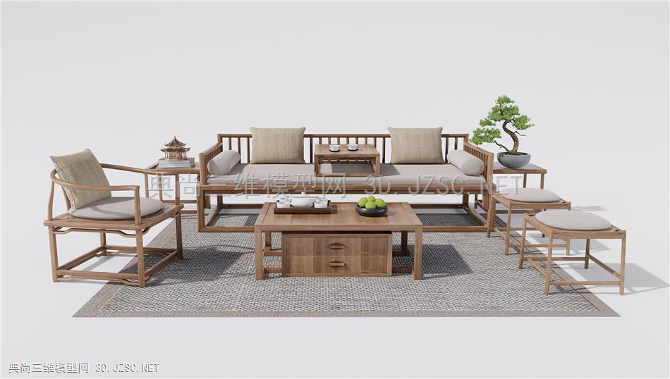 中式沙发茶几 罗汉床 古典实木 明式家具 休闲椅1