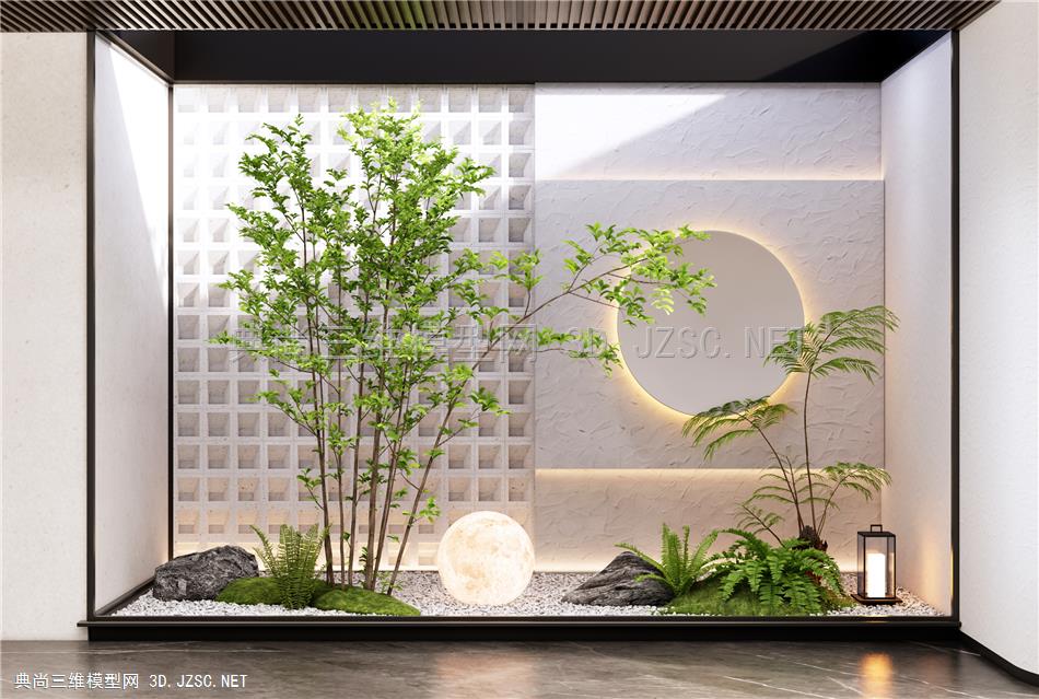 现代庭院小品 室内植物造景 植物堆 灌木1