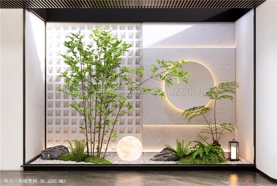 现代庭院小品 室内植物造景 植物堆 灌木