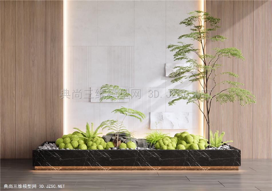 现代室内植物景观造景 庭院小品 苔藓植物 乔木 植物堆 盆栽1