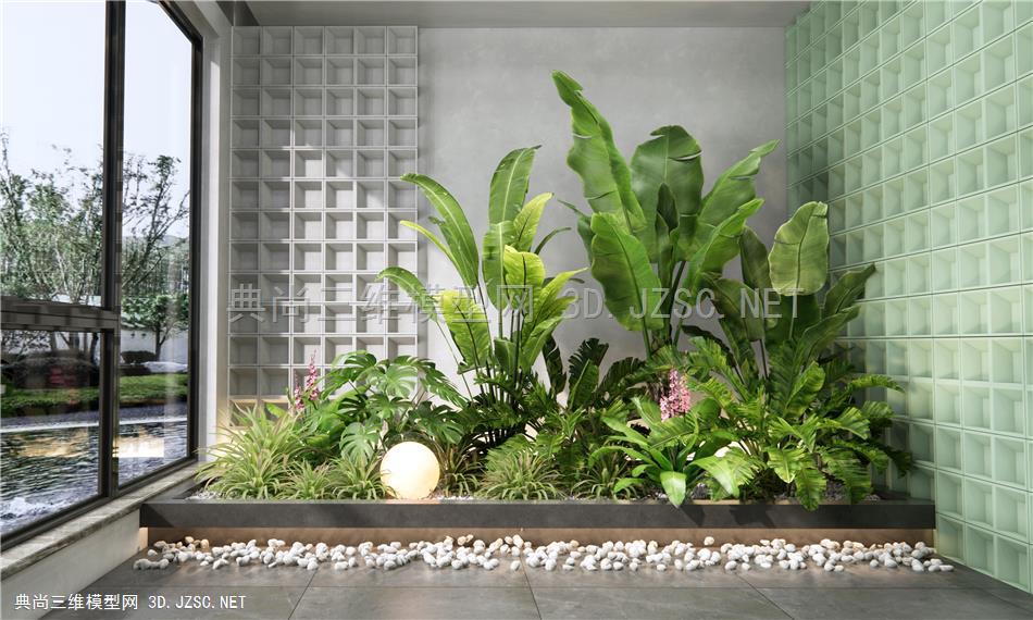 现代室内植物景观 植物组合 庭院小品 植物堆1