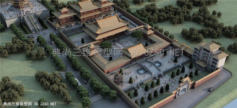中式寺庙场景模型