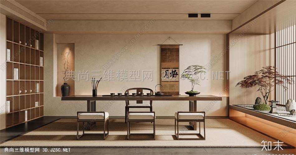 新中式茶室_茶桌椅组合，茶室，新中式茶室