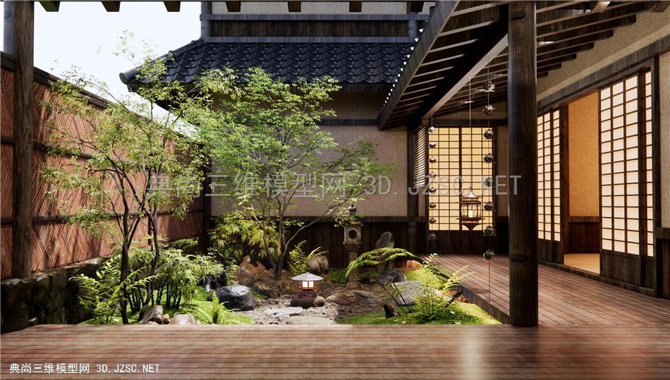 日式庭院景观 禅意庭院 景观造景 植物景观 植物景观 乔木 景观树 景观石头 蕨类植物