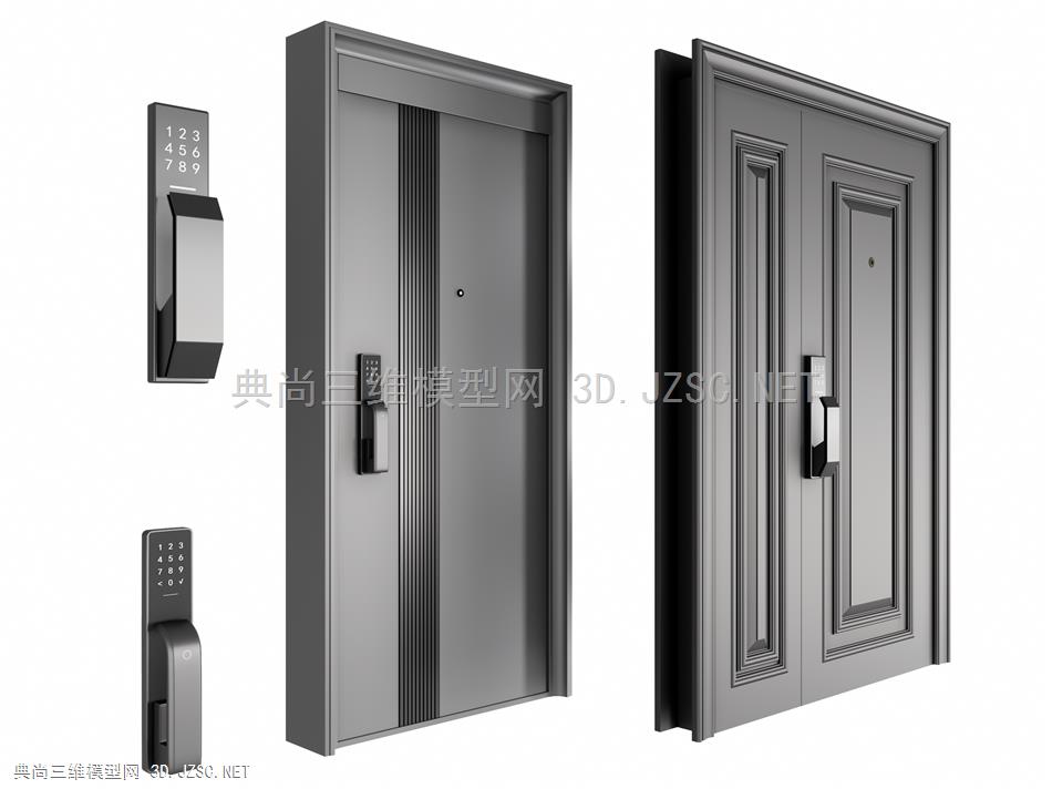 现代门 入户门 密码门 卧室门 房门 不锈钢门 单开门 极简门 门组合dsd1