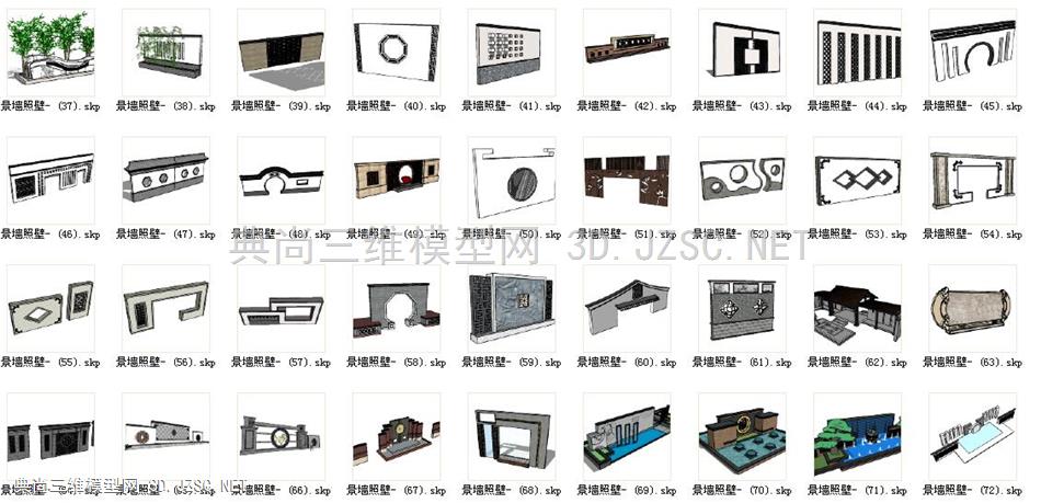 景墙照壁-36个su模型