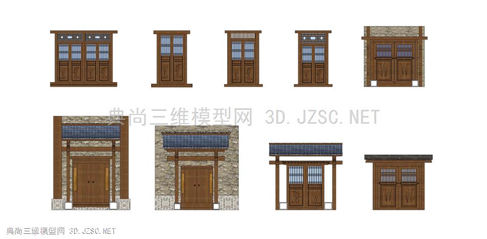 中式门头门面入口设计SU模型