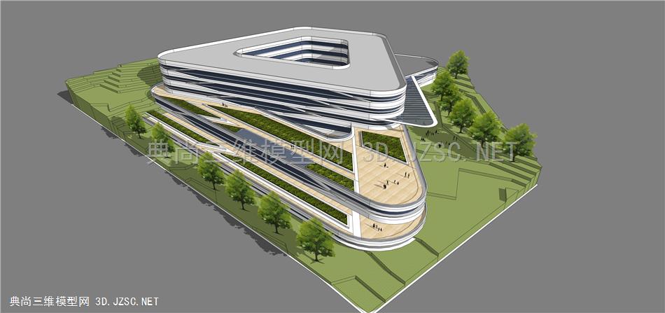 现代风格山顶多层办公楼 科技感未来感办公楼