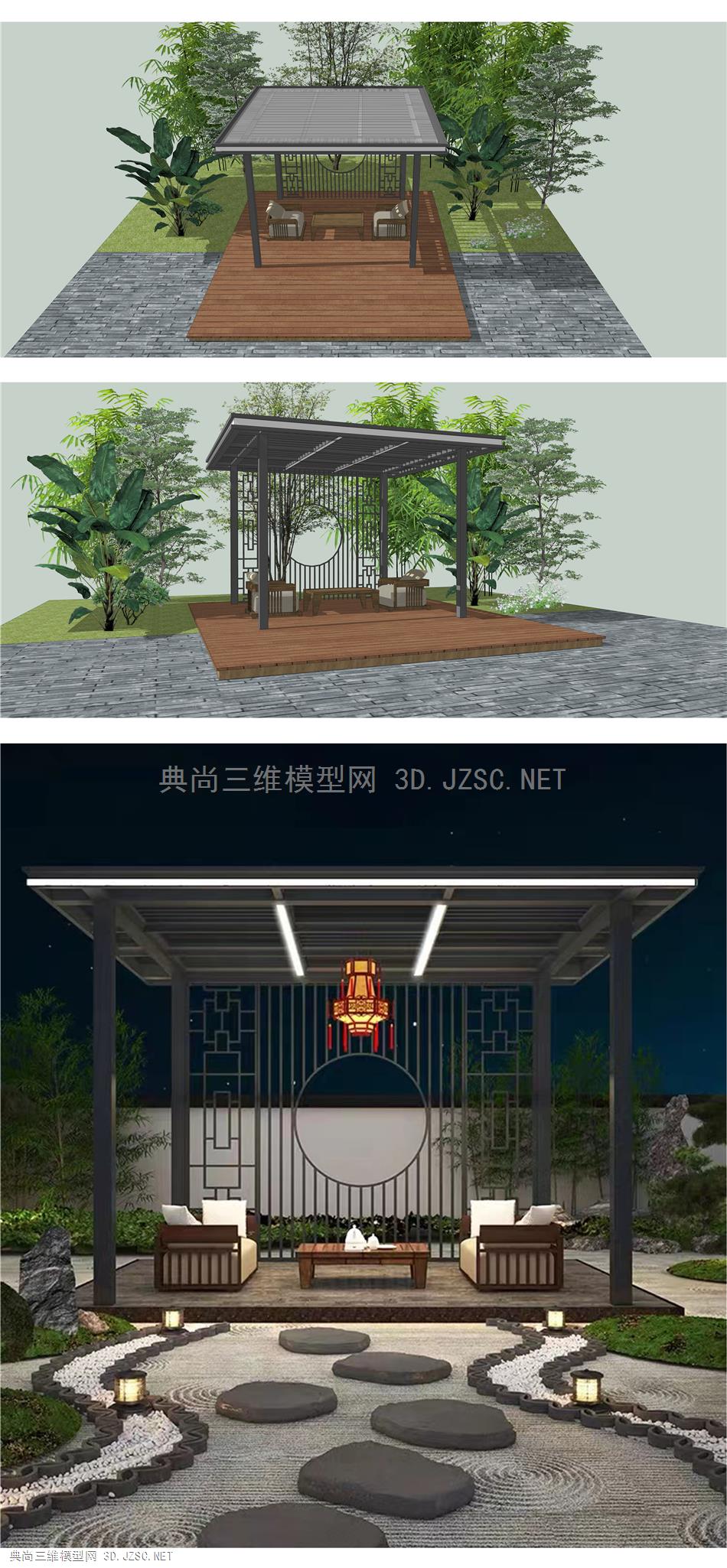 新中式休闲凉亭 新中式廊亭 铝合金廊亭 茶亭 凉亭 休闲廊亭平台 休闲度假亭子 休息亭子平台 景观亭 休憩廊亭 廊架 连廊 钢结构廊亭子