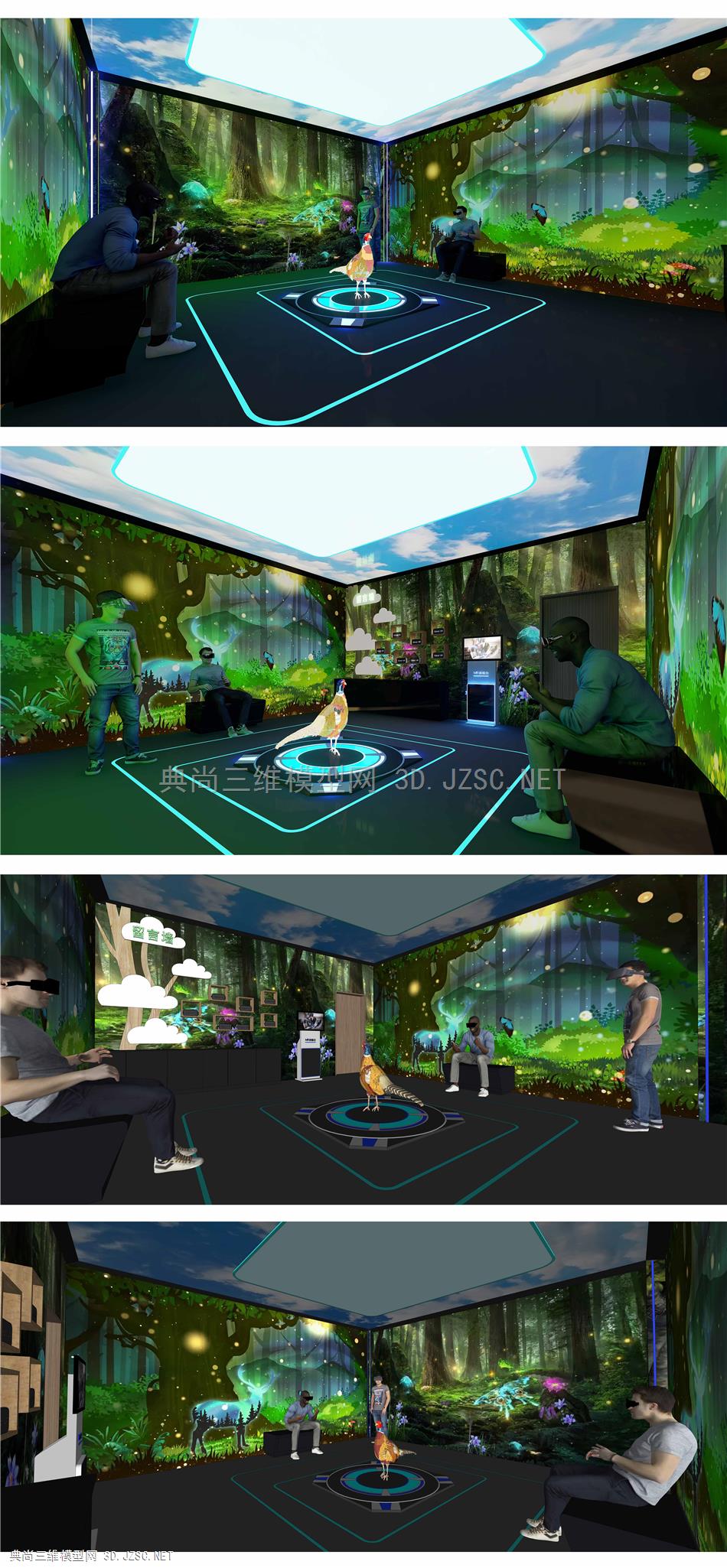 奇幻森林VR体验室 现代VR设备器材 科技馆展厅 VR三维空间体验区 VR眼镜 奇幻森林体验馆 VR互动空间 VR体验店 3D眼镜 虚拟现实模拟设备