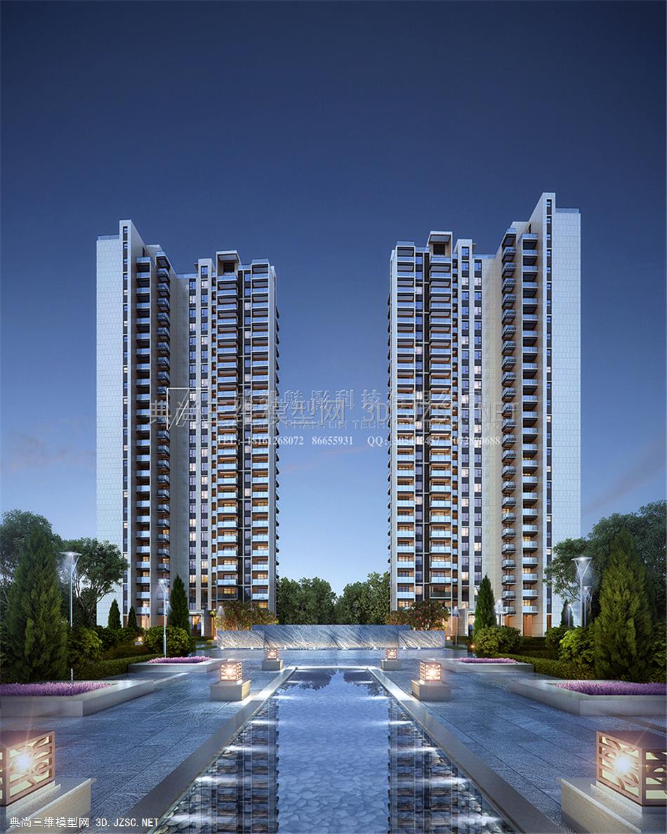 007.2022年效果图公司人居住宅项目效果图带模型场景___高层住宅模型007