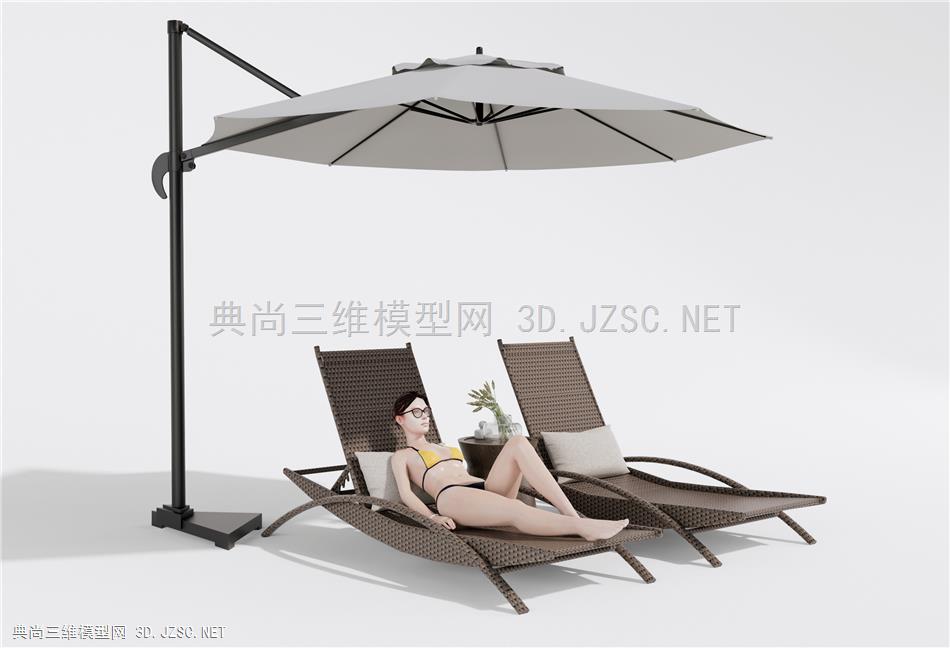 现代户外躺椅 休闲椅 庭院休闲椅 藤编躺椅3