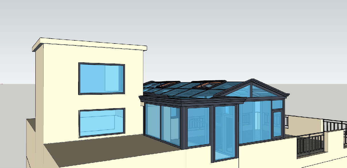 頂層異形陽光房su模型