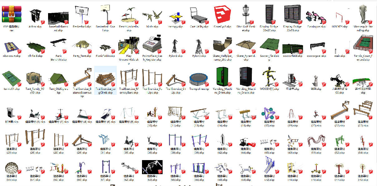 su景观小品合集su模型002健身器材