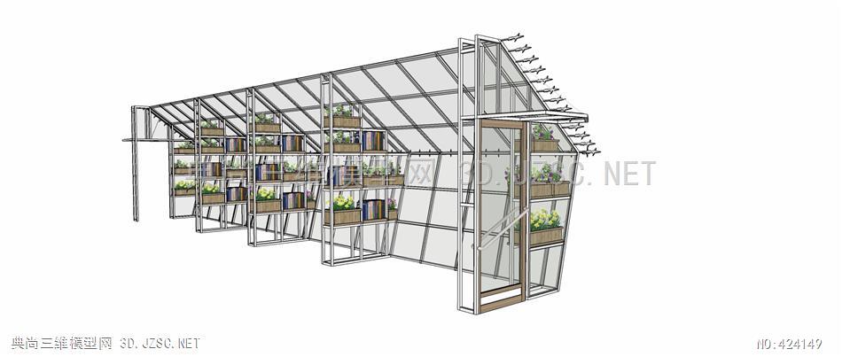 玻璃花房,花架(02)su模型