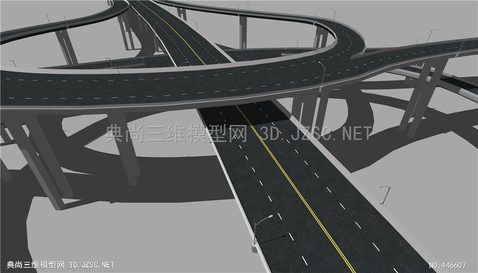 现代高架环路立交桥公路桥2su模型