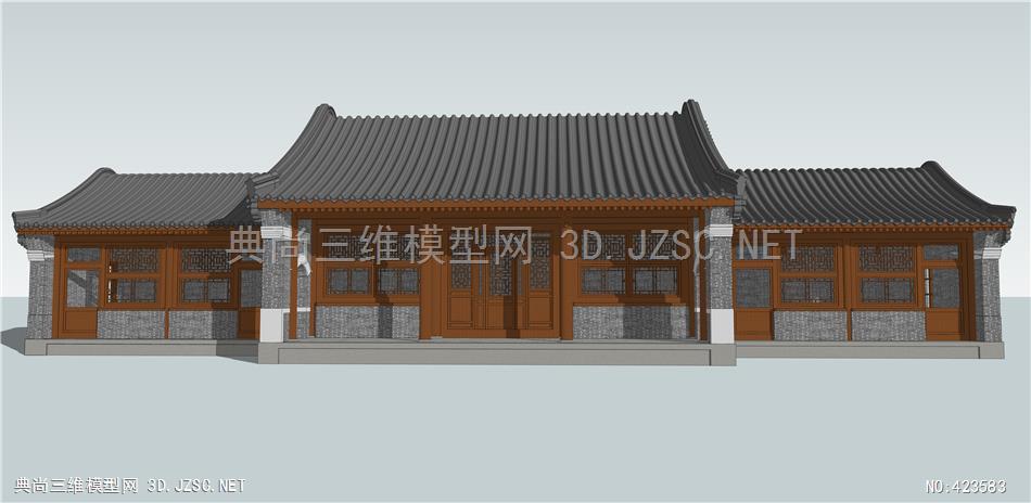 精品古建清代北方古民居捲棚硬山式精細模型001su模型