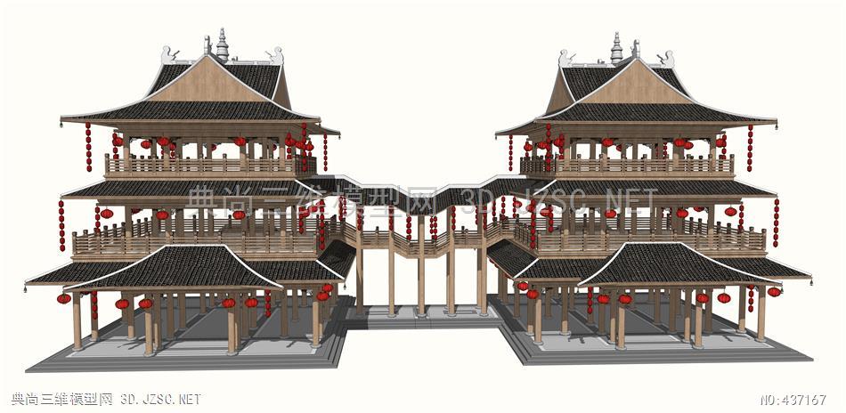 (精品)古建仿古精品少数民族阁楼酒楼001su模型