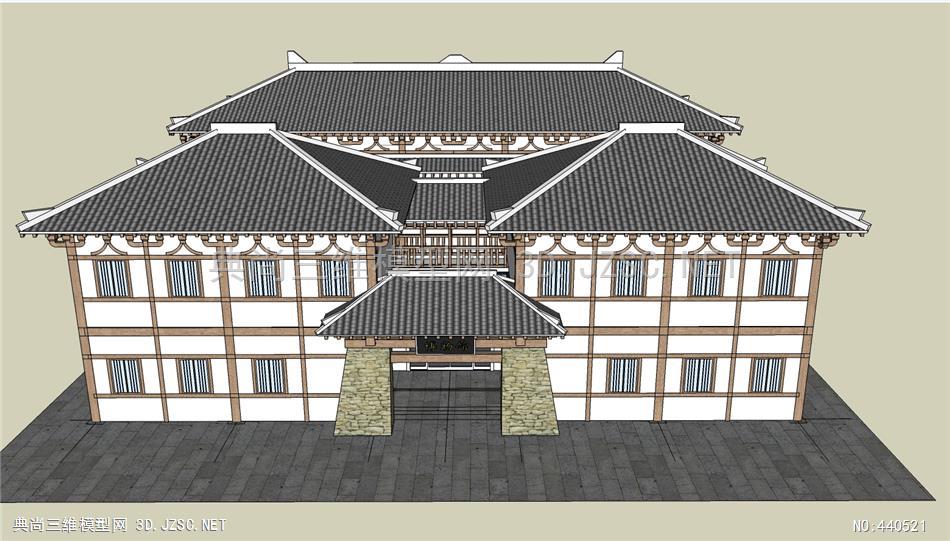 精品古建仿古漢代建築博物館精細模型002su模型