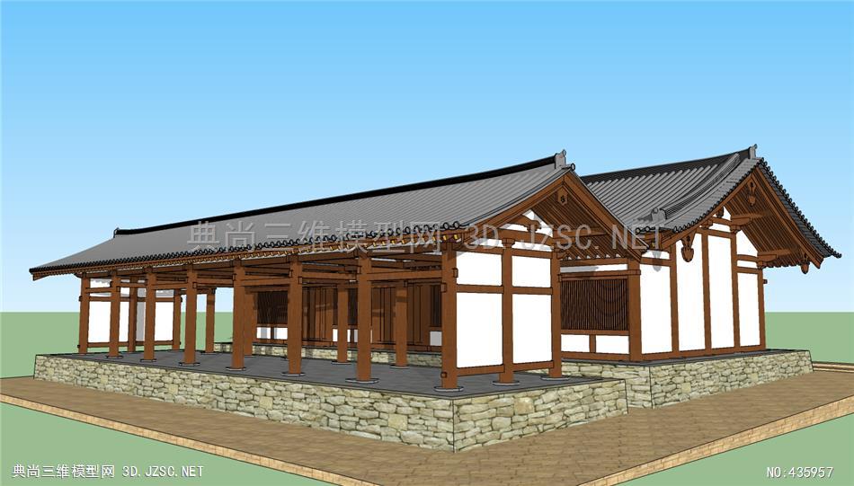 (精品)古建唐代民居歇山式精細模型008su模型 古建築su模型