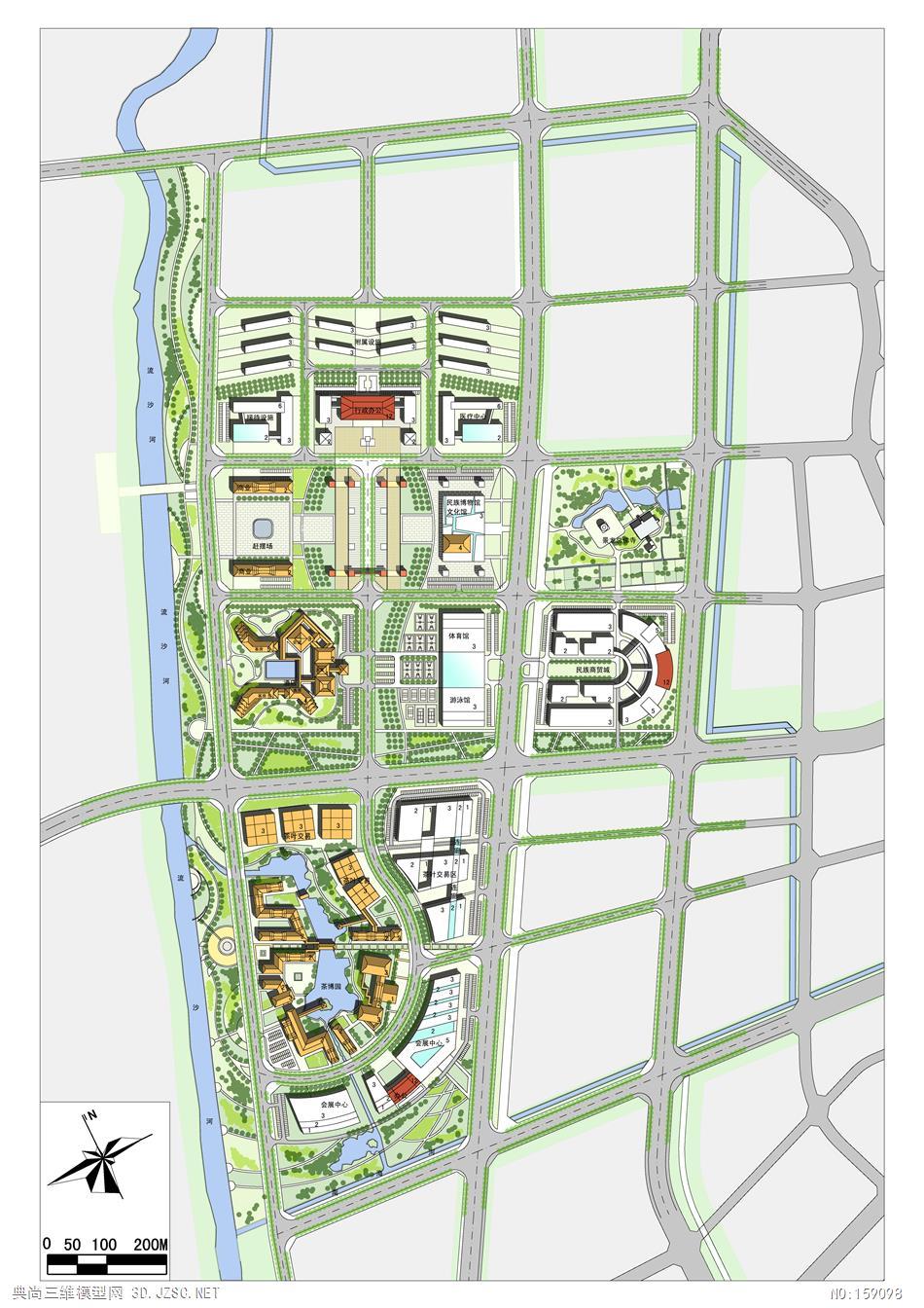 0561勐海县城市总体规划总图有max和cad3dmax模型