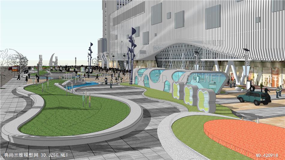 现代曲面城市商业综合体广场景观小品设施节点规划设计方案su模型su