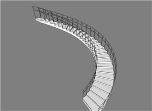 現代室內扶手樓梯 護欄旋轉樓梯臺階 (18)su模型