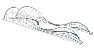 現代人行天橋吊橋景觀橋立交橋高架橋24su模型