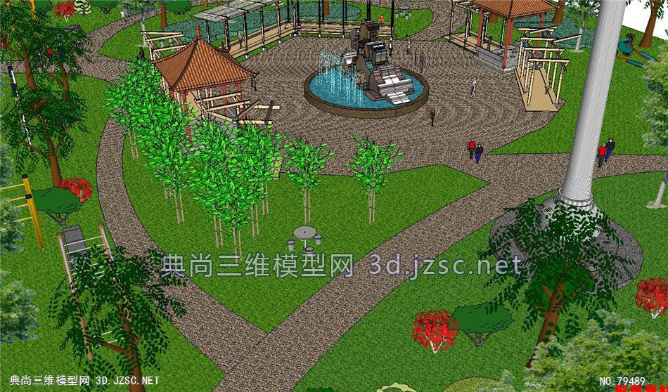公园场景模型27su模型