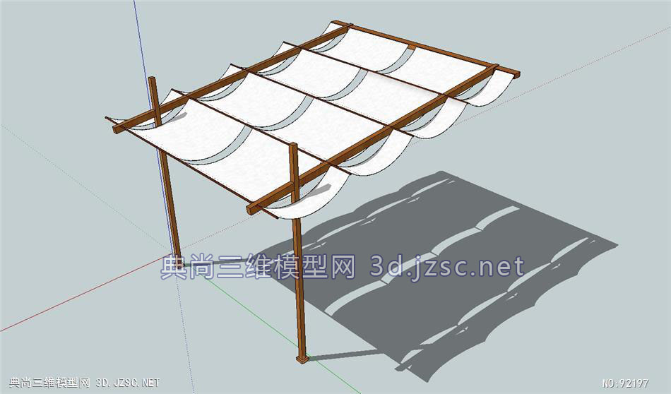 木制遮阳棚su模型