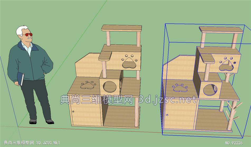 景觀小品精實體精模sketchup木製貓屋su模型