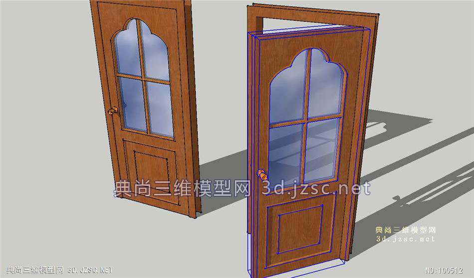 欧式风格木制房间门su模型su模型 室内小品su模型
