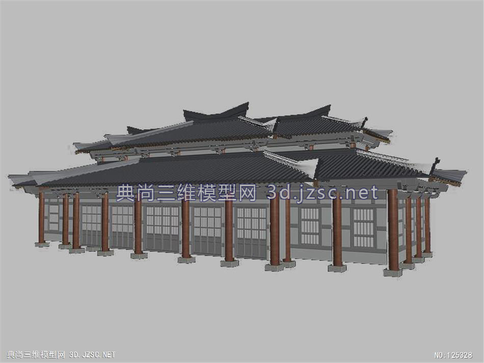 偏殿-漢代建築3dmax模型