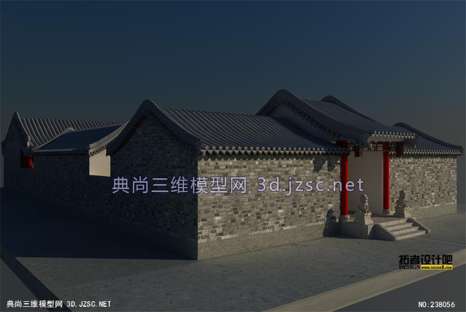 四合院祠堂小庭院 古院无贴图 (1) 古典建筑 古建筑 中式建筑