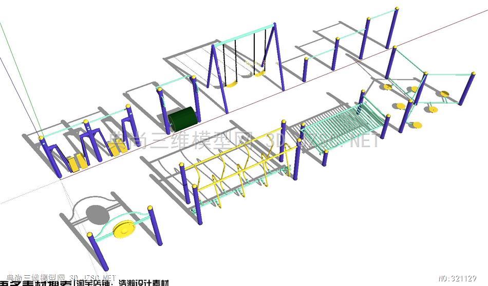 室外健身器材模型a16 sketchup模型 景觀su模型小品su模型