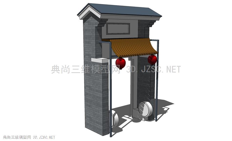 中式别墅花园门楼入口