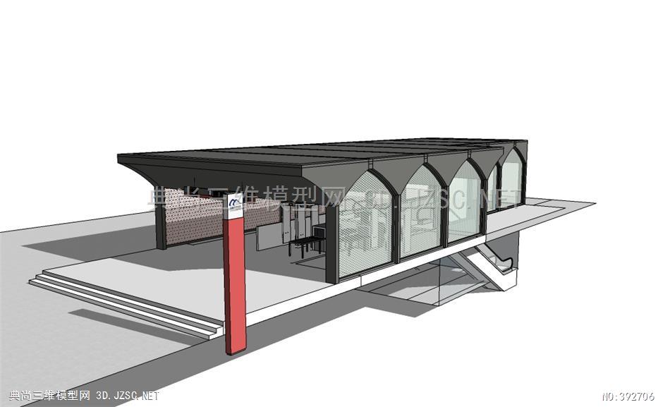 車站入口地鐵出入口大門通道地下室普通形狀su模型