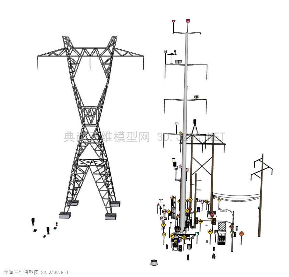 【合集】路标交通配件模型库