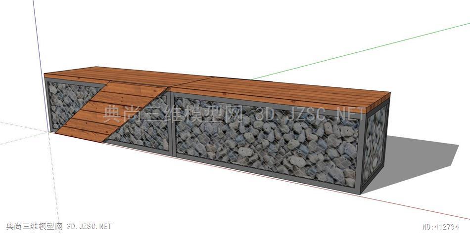 石籠戶外木坐凳 (16)su模型