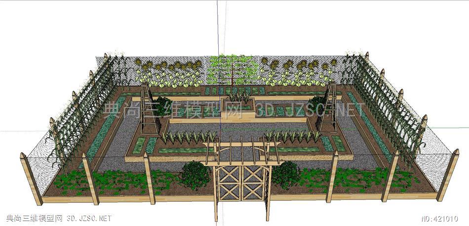 菜园,微型农场,阳台菜园5su模型 景观园景su模型
