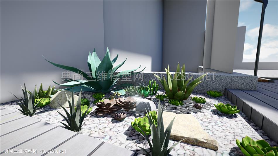 多肉植物 景观 庭院小景观 su模型