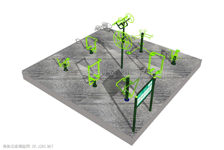 康體器材 戶外健身器械 公園廣場健身器材su模型