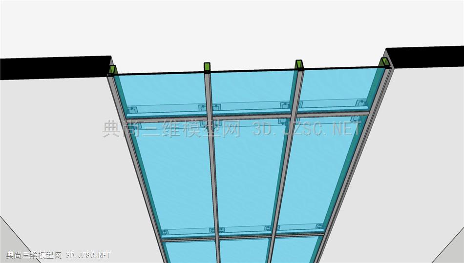 三維模型su建築實體模型su模型幕牆安裝示意圖