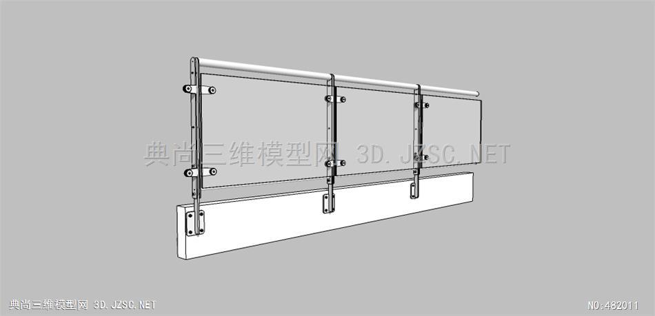 簡約現代玻璃護欄杆圍欄 (31)su模型 欄杆模型su模型