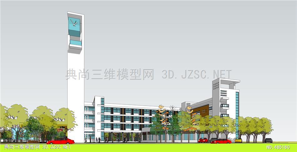 学校整体规划设计SKP模型-1中小学教育建筑校园精品模型