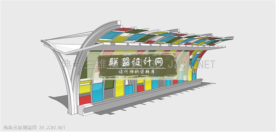 现代廊架su模型0 (37)